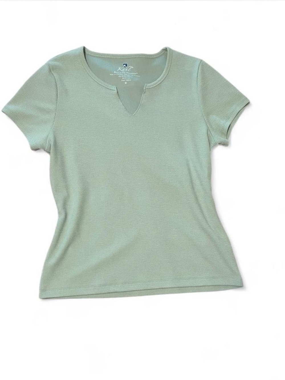 Kuhl Light Green Short Sleeve Split-Neck Ribbed Tee